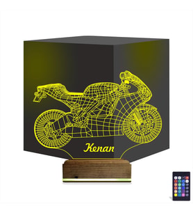 Luvivia Motosiklet Yarış Motoru Kişiye Özel 3D Lamba - Masa Gece Lambası
