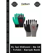 Özel Üretim XL İşçi Eldiveni - No 10 - Tırtıklı - Karışık Renk