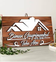BK Gift Kişiye Özel Gayrimenkul Tasarımlı Dekoratif Ahşap Tabela