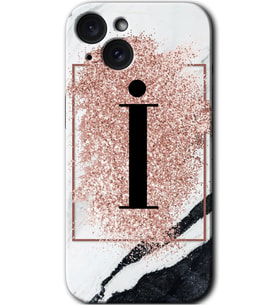 İphone 15 Kılıf HD Desen Baskılı Kılıf - Pembe Mermer Desenli İ Harfi