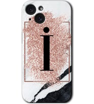 İphone 15 Kılıf HD Desen Baskılı Kılıf - Pembe Mermer Desenli İ Harfi