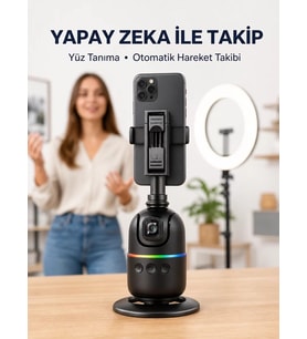 Telefon ve Kamera Uyumlu 360° Otomatik Takipli Akıllı Masa Tripodu Yeni Nesil
