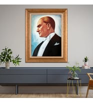 Altın Varaklı Paspartulu Çerçeveli Tablo hb1211