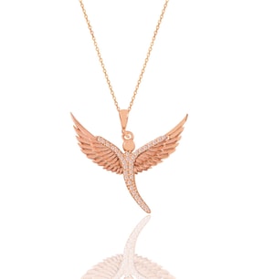 Söğütlü Silver Gümüş rose zirkon taşlı kanat kolye