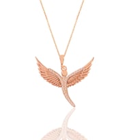 Söğütlü Silver Gümüş rose zirkon taşlı kanat kolye