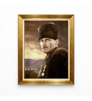 Tablore Atatürk Askeri Üniformalı Kanvas Tablo - Madalyalı Başkomutan Portresi