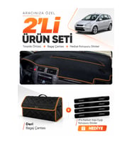 e-biz FORD C-MAX (2003-2010) UZUN KAPAKLI Uyumlu Torpido + Deri Çanta - Siyah-Kahverengi - FO002