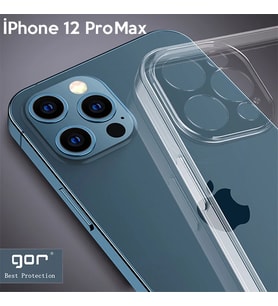 Gor İPhone 12 Pro Max 6.7 İnch Kılıf Kamera Korumalı Şeffaf Silikon Kılıf-(5 - HUOBPS5498-2