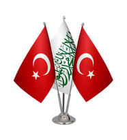 Masa Üstü Beyaz Kelimei Tevhid Bayrağı Türk Bayrağı Üçlü Krom Direk Masa Bayrak Seti
