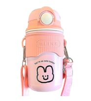 304 L Çelik Pembe 480 ml Askılı ve Pipetli Matara Suluk cin471pm