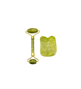 Jade Roller ve Gua Sha %100 Orijinal Yeşim Taşı Yüz Masaj Rulosu