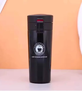 Coffee Time Black Kilitli Çift Katmanlı Paslanmaz Çelik Termos Bardak Araç Kahve Çay El Termos
