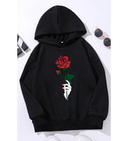 Çocuk Rose Baskılı Sweatshirt (Siyah)