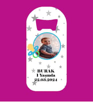 Kişiye Özel Erkek Bebek Emzikli Resimli Yıldızlar Magnet Açacak