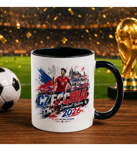 BK Gift Çekya Taraftar Temalı 2026 Dünya Kupası Tasarımlı Siyah Kupa Bardak