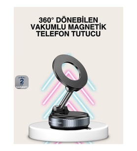 16 Mıknatıslı Vakumlu Araç Telefon Tutucu – 360° Döner Alüminyum Gövde
