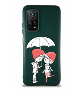 Xiaomi Mi 10T Pro Soft Premier Kapak Aşk Tasarımlı Silikon Kılıf - Yeşil (Şeffaf)