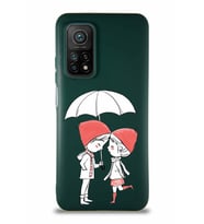 Xiaomi Mi 10T Pro Soft Premier Kapak Aşk Tasarımlı Silikon Kılıf - Yeşil (Şeffaf)