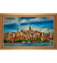 EV İŞYERİ OFİS İÇİN ALTIN ÇERÇEVELİ PASPARTULU TABLO S727