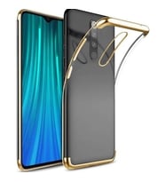 Xiaomi Redmi 8 Köşeleri Renkli Kamera Korumalı Şeffaf Kılıf (Gold)