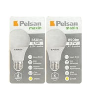 (2 Adet) Pelsan 8,5W 2700K (Sarı Işık) E27 Duylu (Kalın Duy) Led Ampul