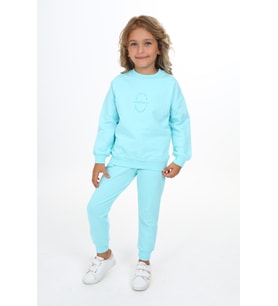 Toontoy Kız Çocuk Baskılı Eşofman Takım (Su Yeşili)