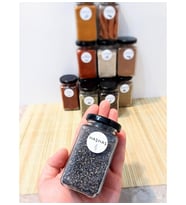 K&G Collection, 12 Adet Metal Kapaklı Kavanoz Baharatlık ve 35 Adet Özel Baharat Etiket Seti -160ml