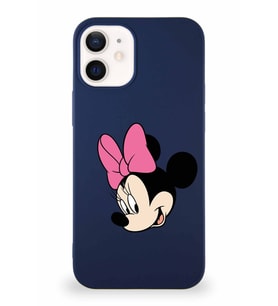 Apple iPhone 12 Mini Soft Premier Kapak Minnie Mouse-B Tasarımlı Silikon Kılıf - Lacivert (Şeffaf)