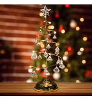 VIP KALİTE 20 CM METAL KRİSTAL SARKITLI YILBAŞI AĞACI GÜN IŞIĞI LED IŞIKLI NOEL AĞACI GOLD ÇAM AĞACI