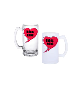Ghostbastır Design Babası Kılıklı Kulplu Bira Bardağı Buzlu veya Şeffaf Seçenekli 020