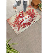 Valerine Life Kırmızı Noel Kapı Süsü Temalı Welcome Kapı Önü Paspası 45x70cm (Kırmızı-Beyaz)