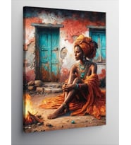 Kanvas Tablo Afrikalı Kadın Ve Aslan