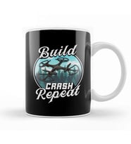 Build Crash Repeat Funny Drone Pilot Flying Pun Kupa Bardak Porselen