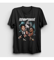 Presmono Unisex Siyah Poster Influencer Ishowspeed T-Shirt 528823tt
