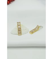 Rose Altın Baget Taşlı Özel Seri Kararmaz Çelik Küpe 2,5cm