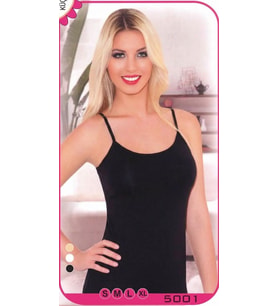 Siyah İnce Askılı Kadın Atlet Esnek Günlük İç Giyim S-XL 5001