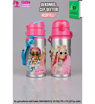 "DEKOMUS CEP DEFTERİ HEDİYELİ" LİSANSLI BARBIE ÖZEL PASLANMAZ "TEKLİ" METAL MATARA 500 ML