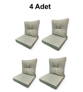 4 Adet Bahçe Balkon Mobilyası Minderi krem (4 ADET MİNDER, 4 ADET KIRLENT)