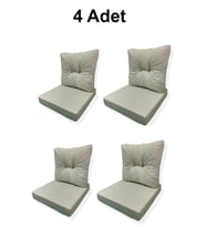 4 Adet Bahçe Balkon Mobilyası Minderi krem (4 ADET MİNDER, 4 ADET KIRLENT)