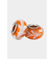 Beyaz Desenli Turuncu Murano Charm