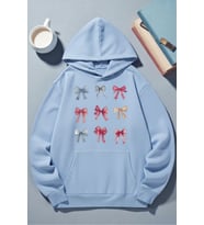 Unisex Renkli Kurdele Baskılı kapüşonlu Sweatshirt (Bebe Mavisi)