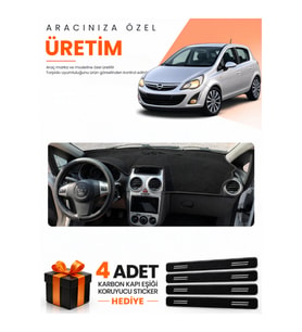 OPEL CORSA D (2006-2014) Uyumlu Torpido Koruma Örtüsü Oto Kılıfı - Siyah