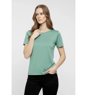 T-Shirt Bisiklet Yaka Slim Fit Likralı Tişört Günlük Basic Body - Mint Yeşili