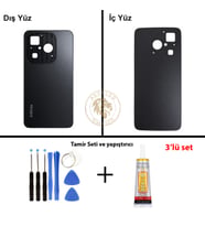 Infinix Hot 40İ Siyah Uyumlu Arka Kapak + Yapıştırıcı ve Vida Seti Arka Cam Batarya Pil Kapağı