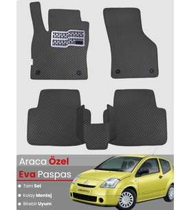 CİTROEN C2 (2002-2009) Uyumlu EVA Paspas Tam Set–Araca Özel,Su Geçirmez,Hızlı ve Kolay Montaj
