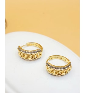 Golden Chain Luxe Taşlı Halka Küpe