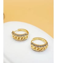 Golden Chain Luxe Taşlı Halka Küpe