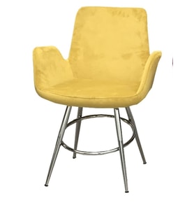 Sandalye 14178 MAKİ Kollu Sarı Dökme Sünger Metal Nikelaj Babyface kumaş El yapım