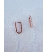 Baget Taşlı Oval Gümüş Küpe