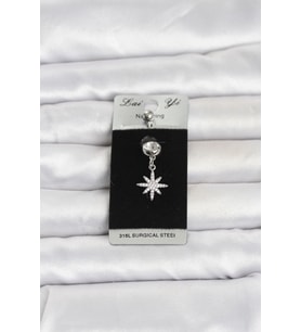 Mey İthalat® 316L Cerrahi Çelik Sallantılı Kutup Yıldızı Model Göbek Piercing